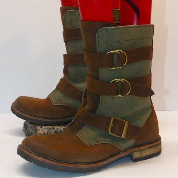 Women's L.L Bean Old Port moto harness biker combat boots sz 8 M - Picture 3 of 11